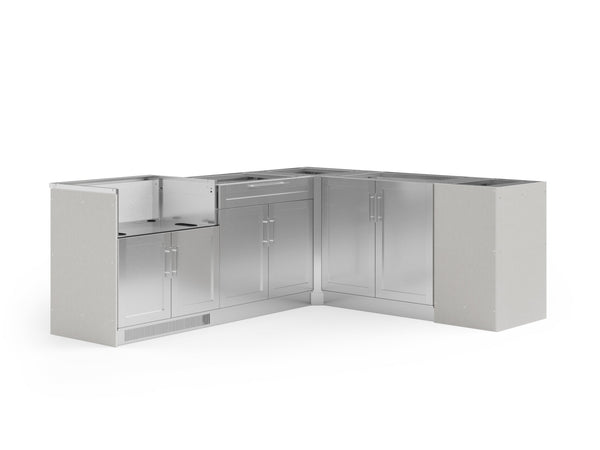 Outdoor Kitchen Signature Series 6 Piece L Shape Cabinet Set with Bar, - US Trade Store